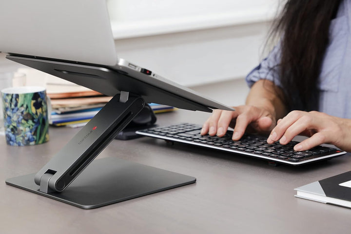 Contour Laptop Riser | Ergonomischer, Höhenverstellbarer Notebook Ständer | Aluminium | Tragbarer La