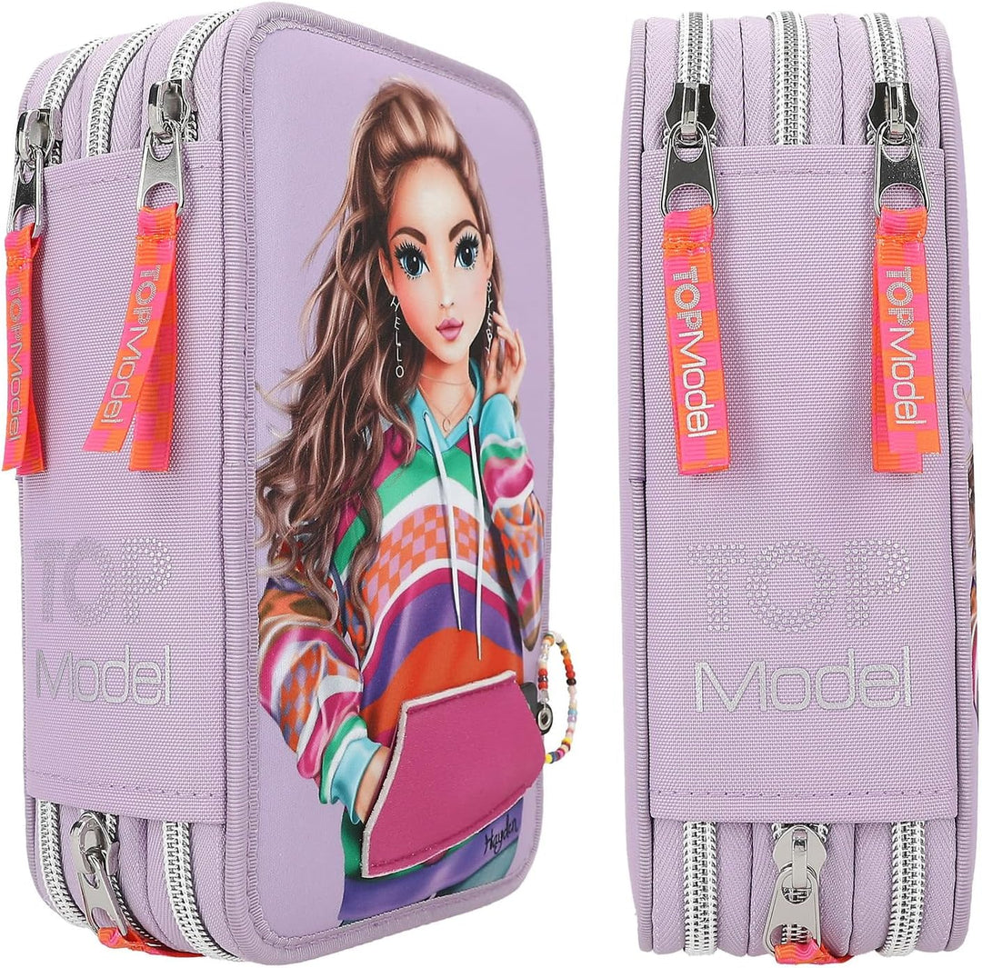 Depesche 3-Fach Federtasche mit appliziertem Smartphone TOPModel Joy lila