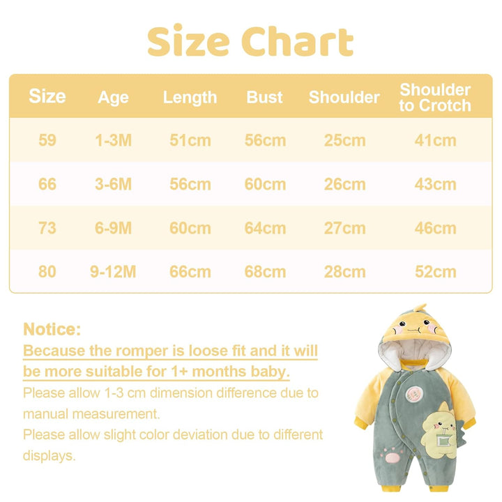 Baby Overall Mit Kapuze Füsslinge Strampler Schneeanzüge Karikatur Jumpsuit Unisex Winter Kleidungss