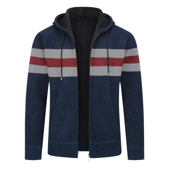 YOUTHUP Herren Strickjacke mit Kapuze Fleece Gefüttert Winter Cardigan Strick Fleecejacke Reissversc