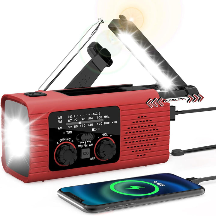 Handkurbelradio, Solarbetriebenes Handkurbelradio | Tragbares AM/FM/NOAA-Radio,SOS-Alarmradio, 3-Weg