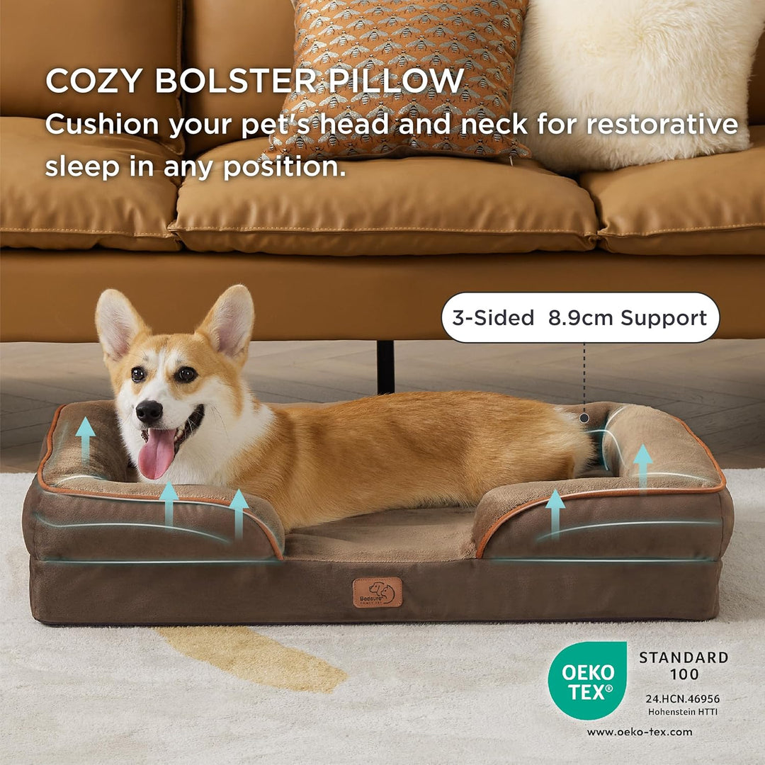 BEDSURE orthopädisches Hundebett Ergonomisches Hundesofa - 89x63 cm Hundecouch mit eierförmiger Kist