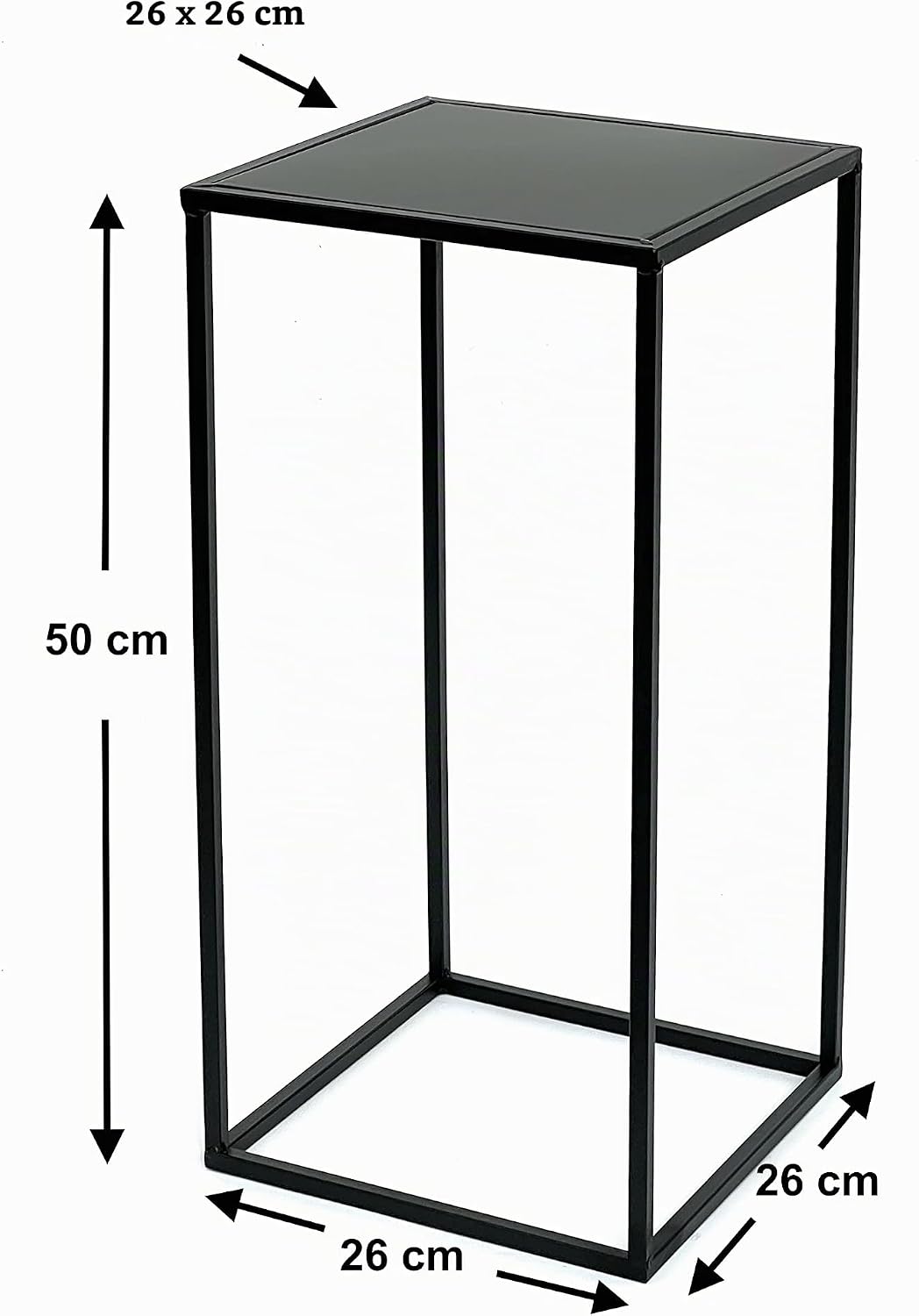 DanDiBo Blumenhocker Metall Schwarz Eckig 60-50 cm Blumenständer Beistelltisch 96312 Blumensäule Mod