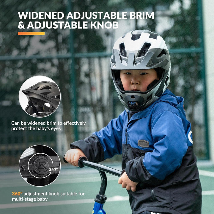 ROCKBROS Kinderhelm Integriert Fahrradhelm Kinder Jugend Fullface Helm mit Abnehmbarem Kinnschutz BM
