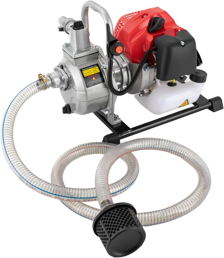 Benzin-Wasserpumpe 1450W Motorleistung, 2-Takt 42.5cc Benzin Schmutzwasserpumpe Wasserpumpe Gartenpu