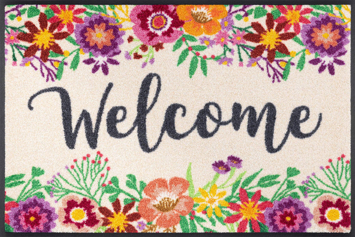 wash+dry Fussmatte, Welcome Blooming 50x75 cm, innen und aussen, waschbar 50x75 cm Lila, 50x75 cm Li