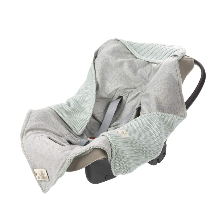 LÄSSIG Baby Strickdecke für Autositz Autositzdecke Einschlagdecke Babyschale 100% Bio-Baumwolle GOTS