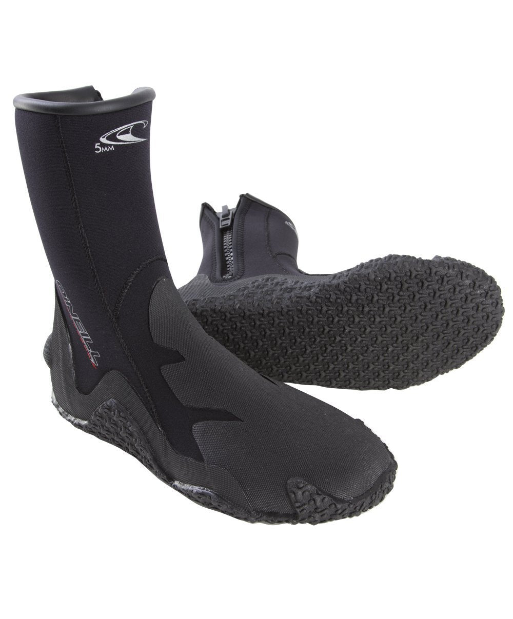 O'Neill Wetsuits Erwachsene Neoprenschuhe 5 mm Boot with Zipper Size UK 4 Schwarz, Size UK 4 Schwarz