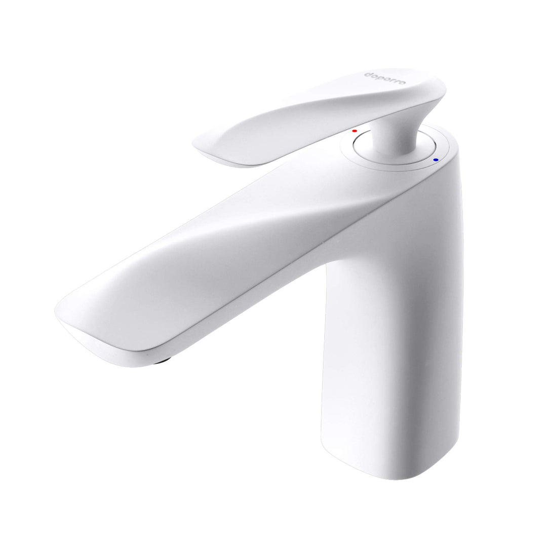 doporro Design Armatur Wasserhahn Bad Weiss | Waschtischarmatur für Waschbecken | Waschbeckenarmatur