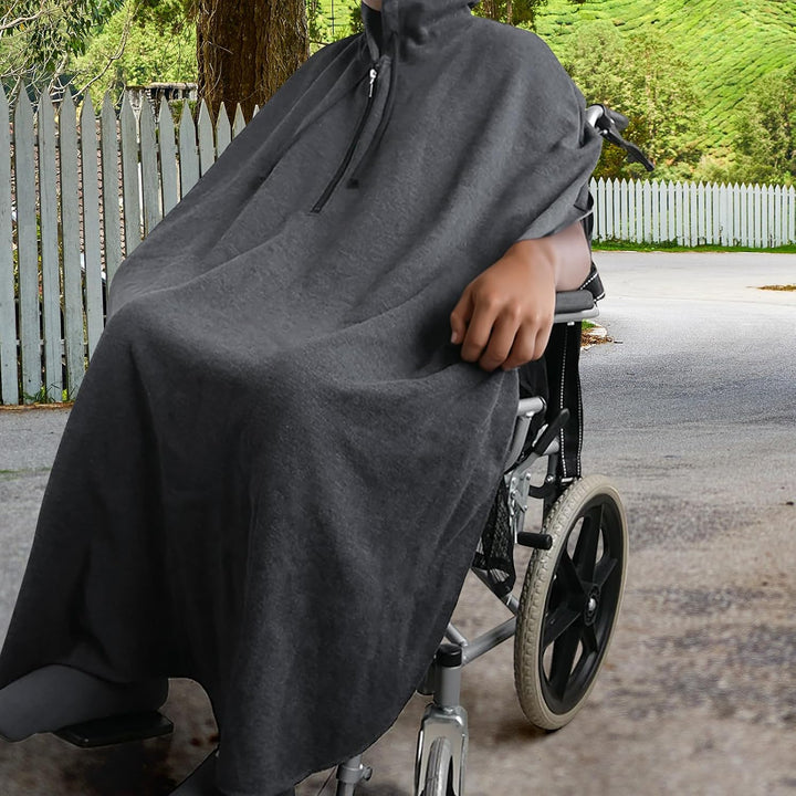 Perfeclan Hot Rollstuhl Ponchos mit Kapuze ärmellose Mäntel für Erwachsene Meliert Grau Männlichen,