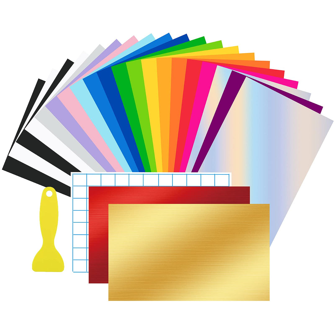 ImnBest 22 Stück Vinylfolie Plotter,30.5 x 20.5cm Selbstklebende Folie für Cricut - 22 Vinylfolie fü
