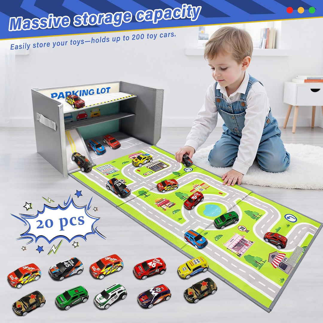 Spielzeug Garage für Autos Parkhaus für Kinder: 3 In1 Faltbar Auto Garage Kinder mit 20 Autos - Auto
