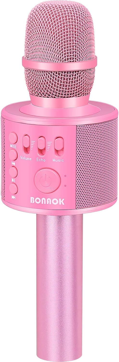 BONAOK Karaoke Mikrofon, 3 in 1 Kabelloses Bluetooth Mikrofon, Kinder Mikrofon Lautsprecher Maschine