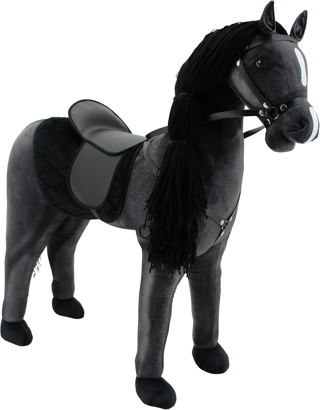 Sweety Toys Stehpferd zum Reiten- Plüschpferd Reittier Keine Montage erforderlich (schwarz), Schwarz