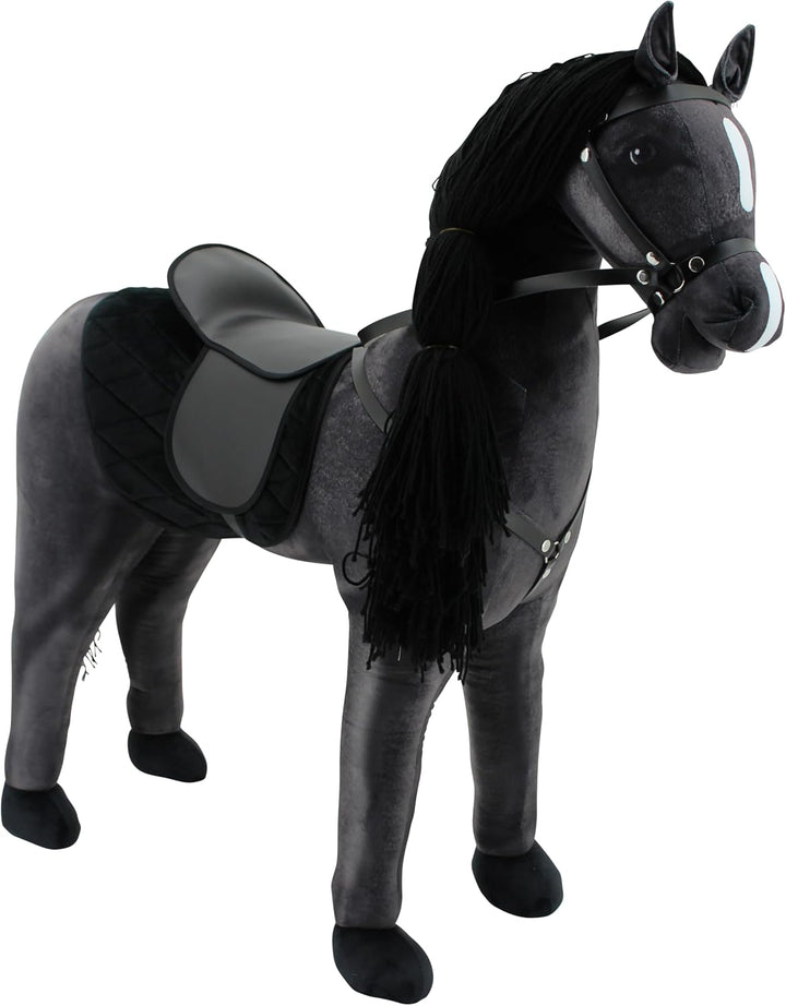 Sweety Toys Stehpferd zum Reiten- Plüschpferd Reittier Keine Montage erforderlich (schwarz), Schwarz