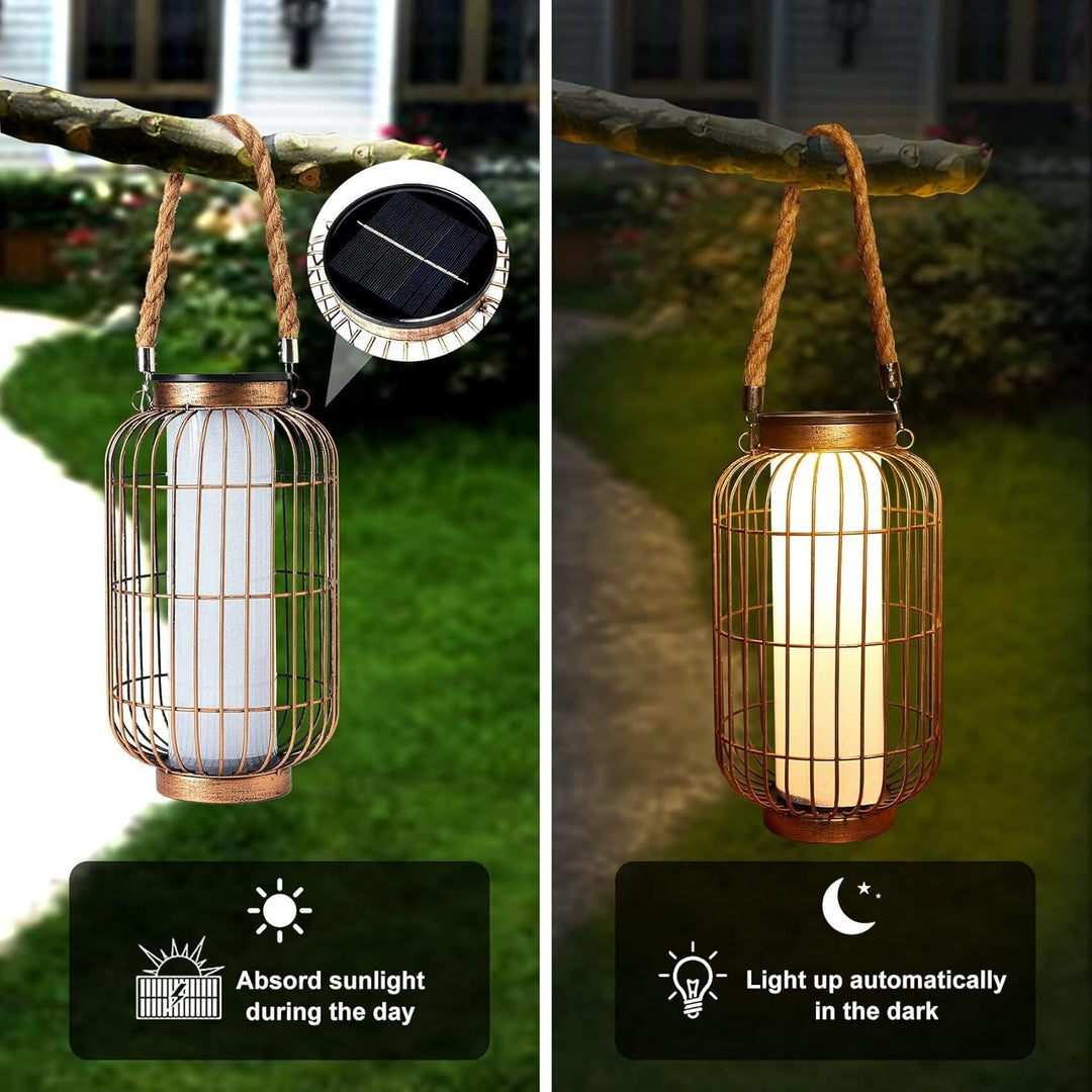 pearlstar Gross Solar Laternen für aussen Metall Hänge leuchten Dekorative Solar Tischlampe Wasserdi