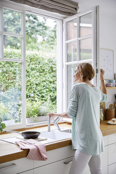 BLANCO Linus-S-F, abnehmbare Küchenarmatur/Vorfensterarmatur mit ausziehbarer Schlauchbrause, ideal