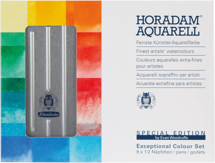 Schmincke - HORADAM® AQUARELL, Exceptional Colours Set, 9 x 1/2 Näpfchen, 74 643 097, Metallkasten,