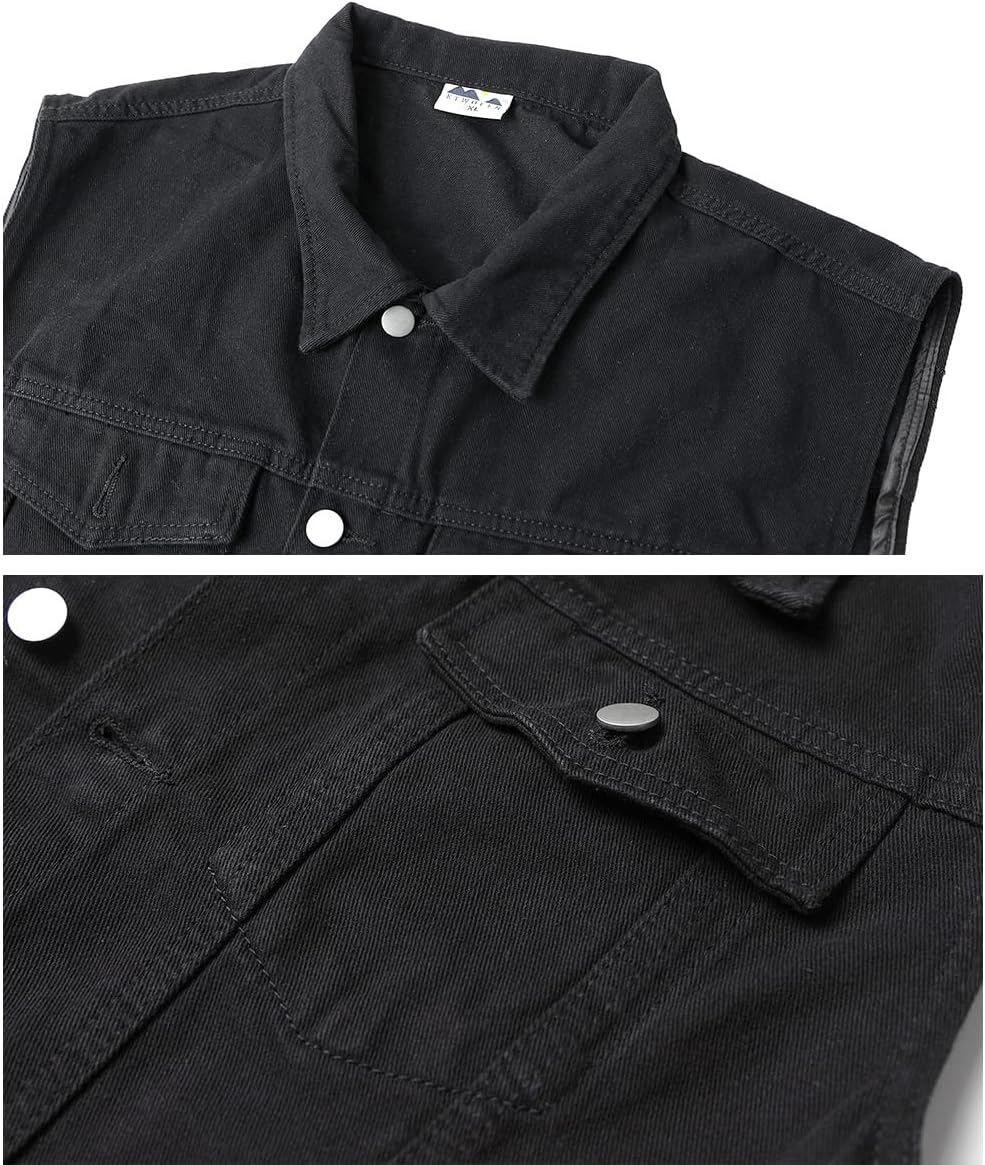 Herren Denim Weste Vintage Kutte Jeans Weste Ärmellose Jacke Motorradweste Jeansweste für Männer Sch