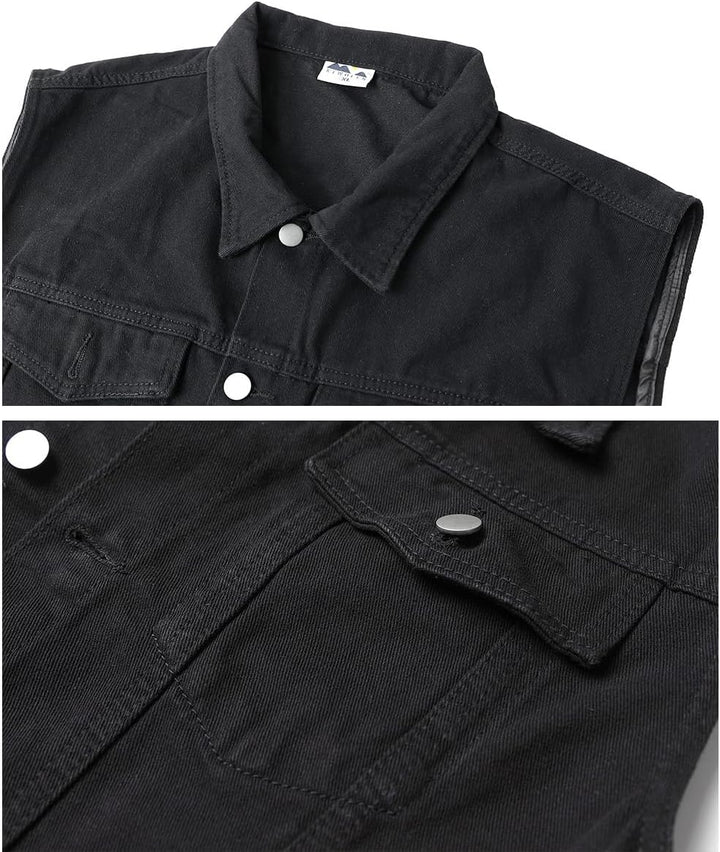 Herren Denim Weste Vintage Kutte Jeans Weste Ärmellose Jacke Motorradweste Jeansweste für Männer Sch