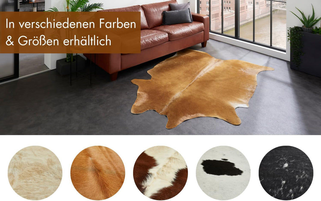 -LUXOR- living Rinderfell Kuhfell Teppich echt - natürlicher Teppich für naturgetreue Wohnatmospähre