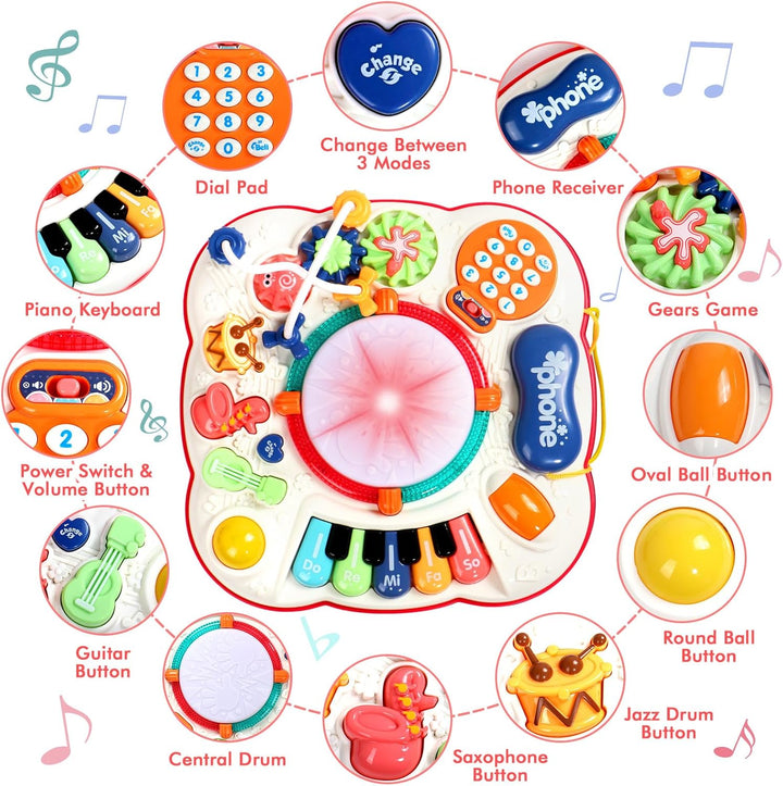 Spielzeug ab 1 Jahr - Kinderspielzeug Spieltisch ab 1 Jahr 6 in 1 Spieltisch Baby Spielzeug mit Musi