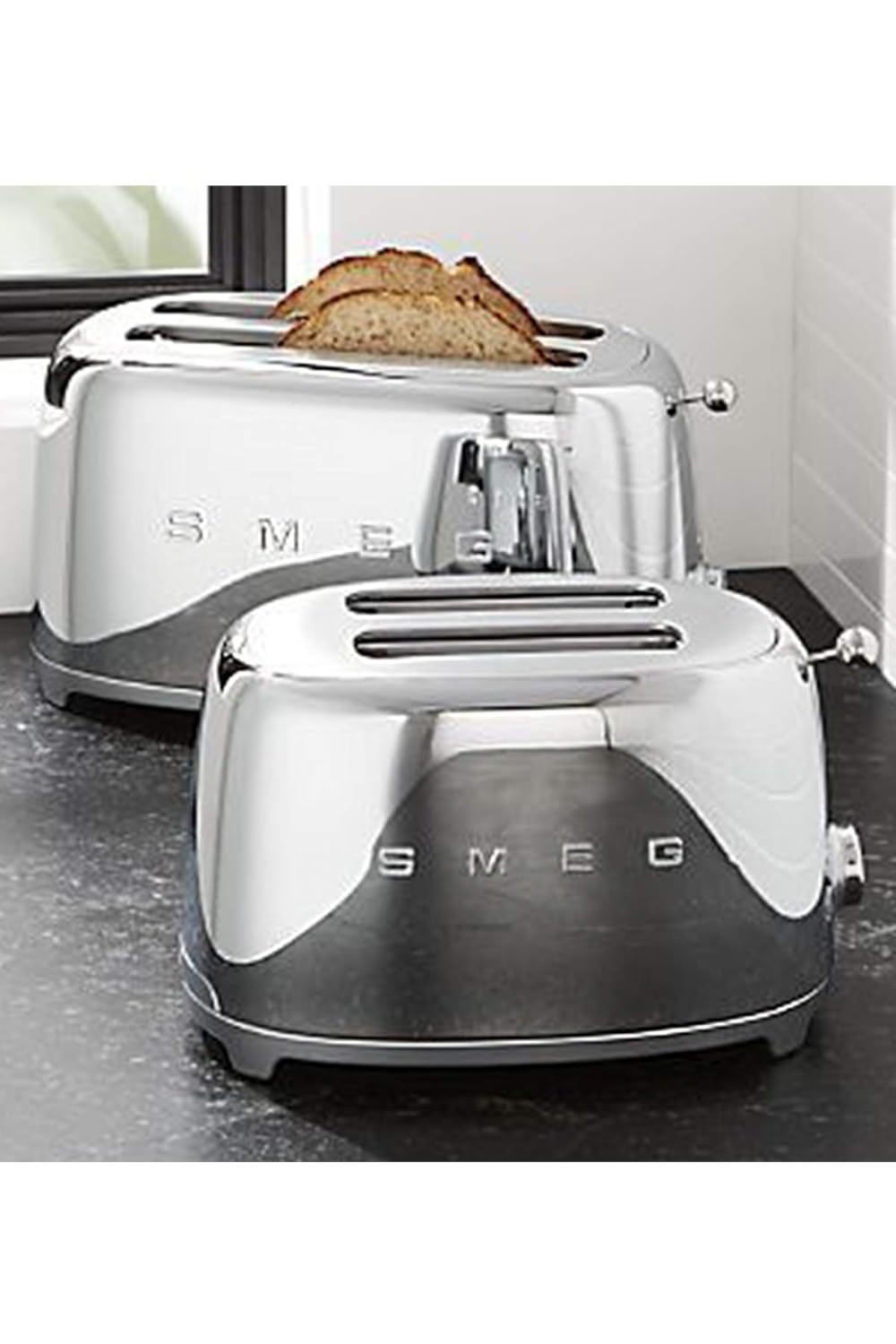 Smeg TSF02SSEU Toaster 4 Scheiben, chrom Silber, Silber