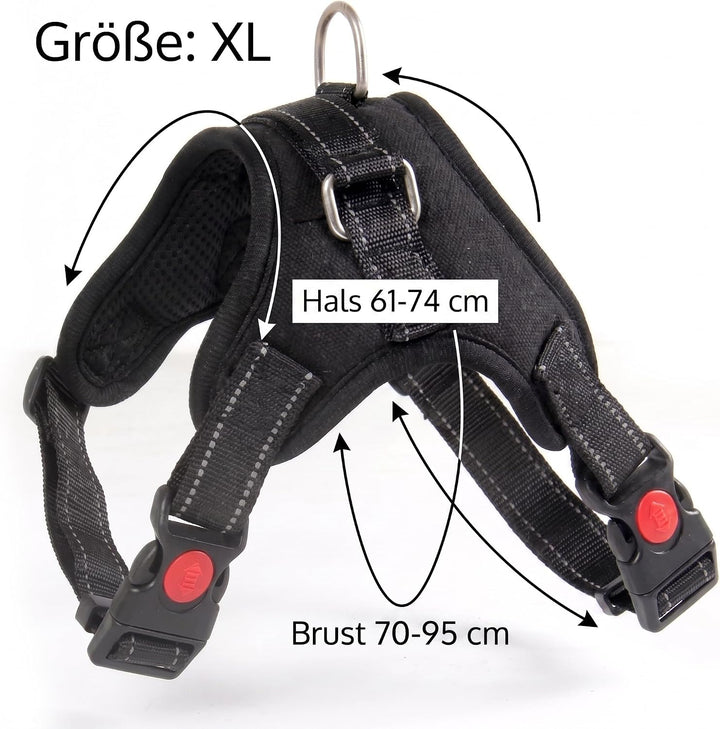 Hundegeschirr XL Anti-Zug mit gepolstertem Griff &amp; Reflektoren für grosse Hunde - Brustgeschirr stuf