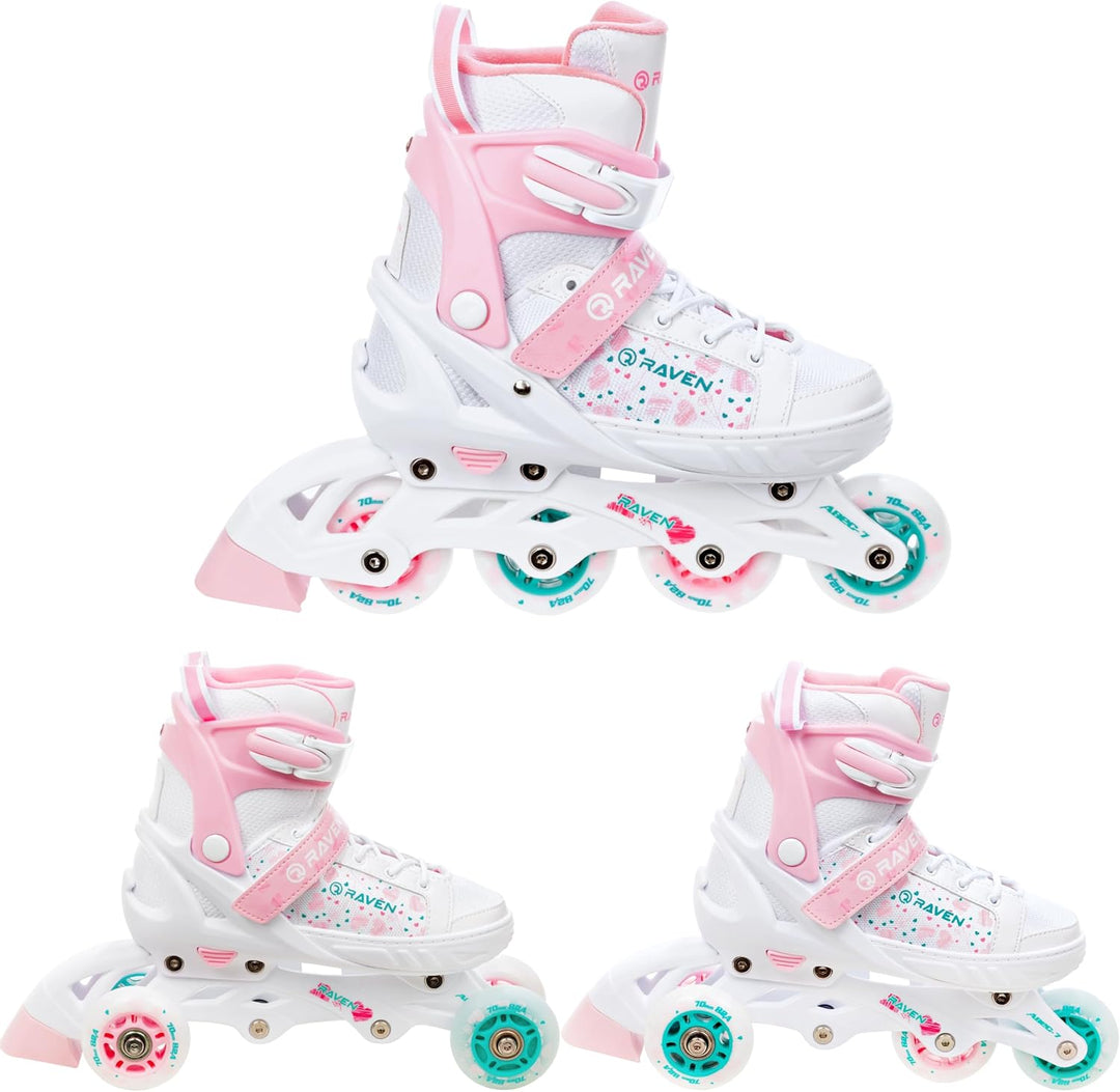 RAVEN 3in1 Inline Skates Triskates Rollschuhe Inliner für Kinder Mädchen verstellbar