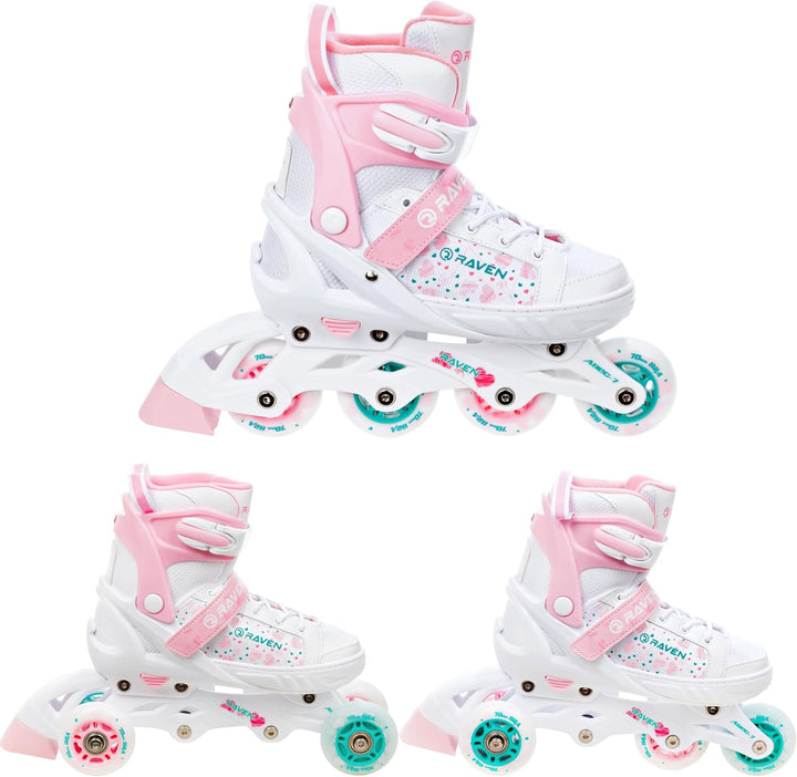 RAVEN 3in1 Inline Skates Triskates Rollschuhe Inliner für Kinder Mädchen verstellbar