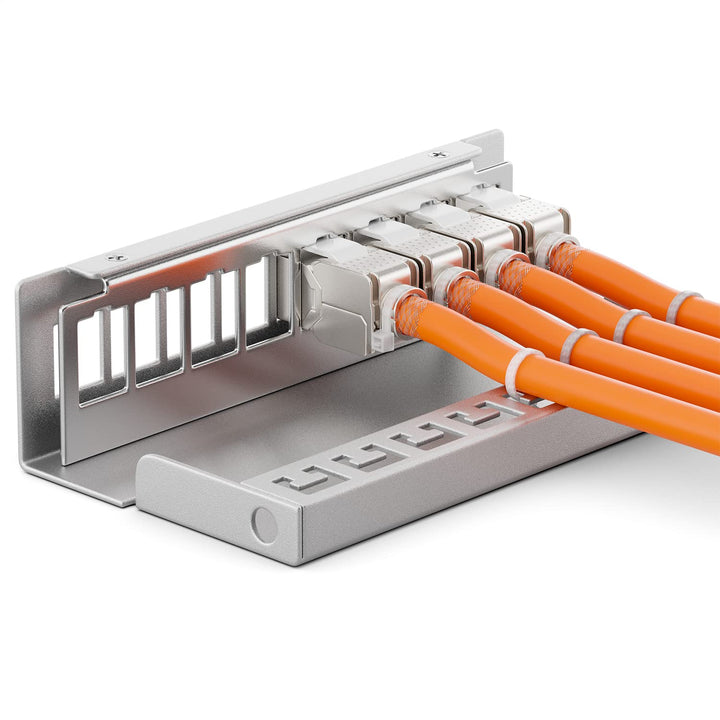 deleyCON 8 Port Patchpanel Set Patchfeld Verteilerfeld 1 HE + 8x RJ45 Keystone Jack Modul STP CAT6a