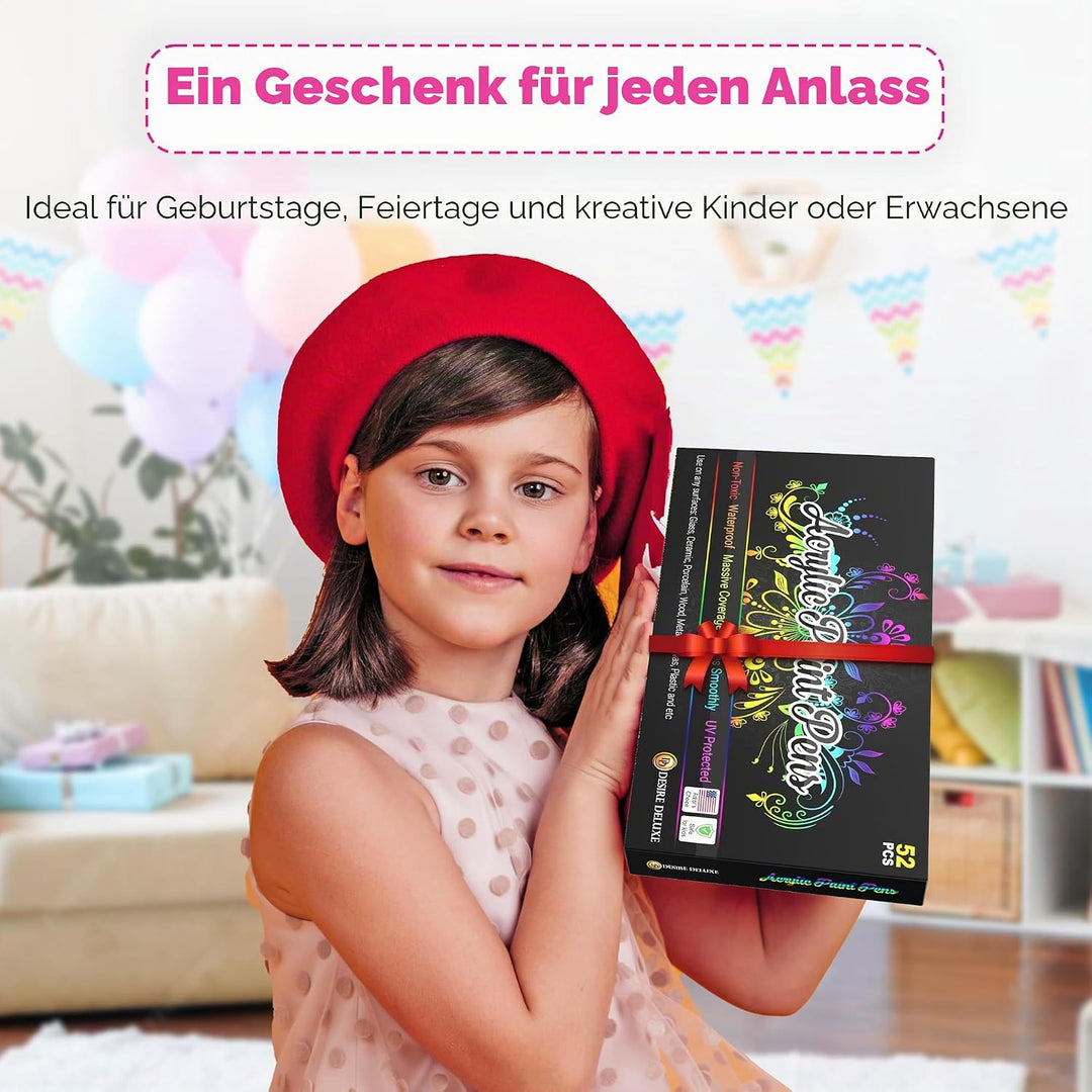 Desire Deluxe Acrylstifte zum Bemalen von Steinen, Keramik, Glas, Holz, Leinwand – Wasserbasierten,