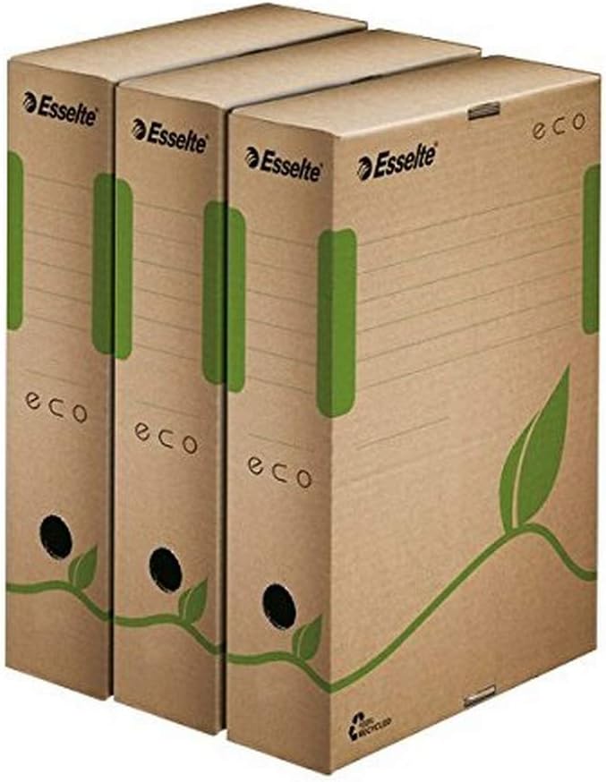 Esselte Eco Archiv-Schachtel, 80 mm Rückenbreite, Aktenkarton A4, 100% recycelte Wellpappe, 25 Stück