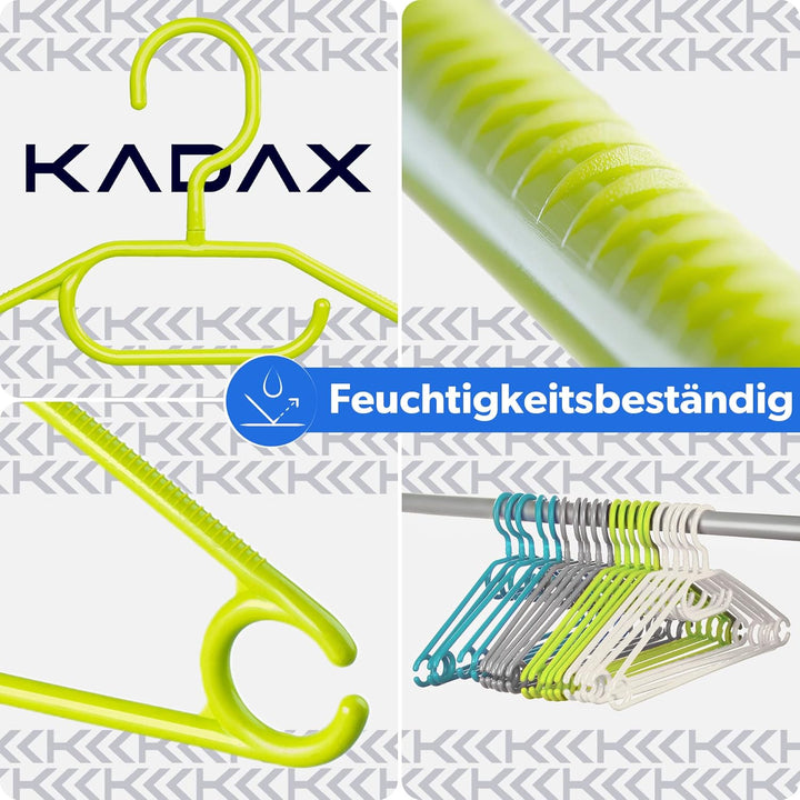 KADAX Kleiderbügel aus Kunststoff, 5 Stück, 360°drehbarer Haken, eingekerbte Schultern, Hosensteg, p