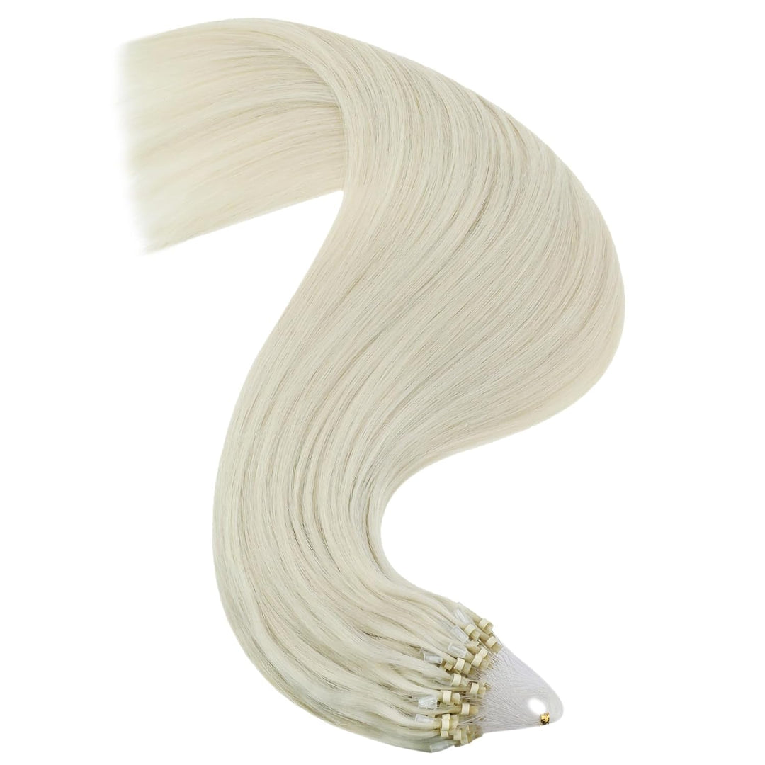 YoungSee Microring Extensions Echthaar Platinblond Microring Extensions Blond 45cm Micro Loop Hair E