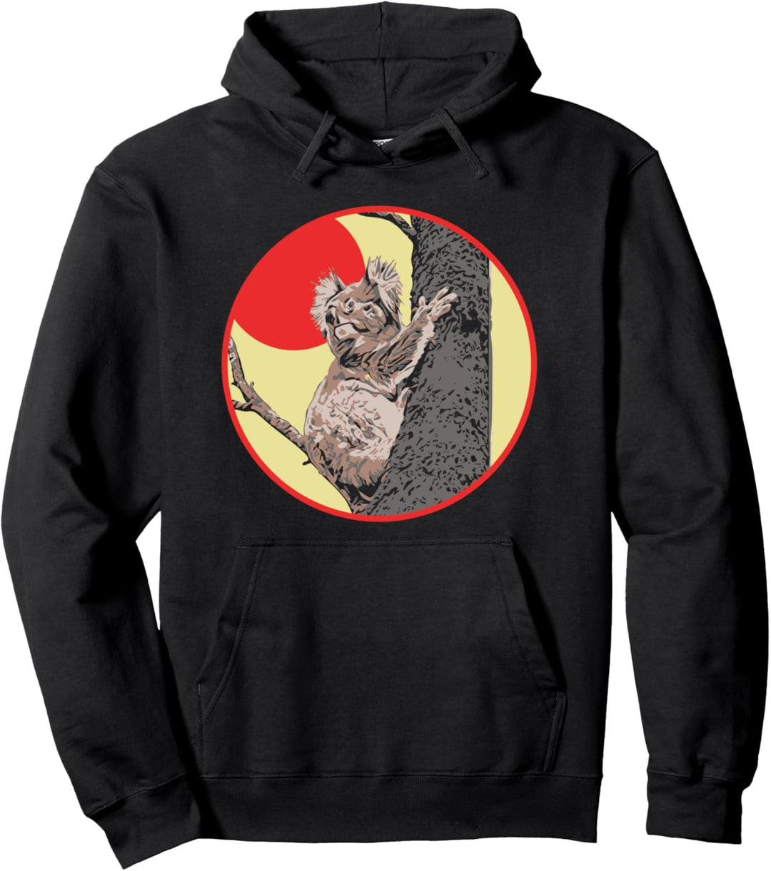 Retro Vintage Koala & Sun Minimalist Graphic Pullover Hoodie