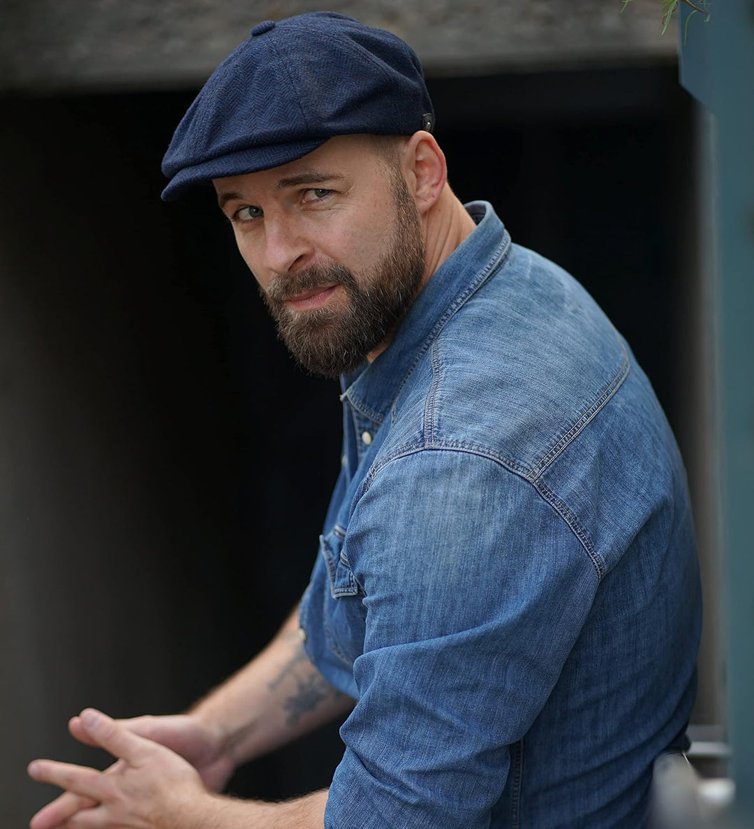 Schiebermütze Herren Schirmmütze Herrenmütze Newsboy Flat Cap Mütze 54-55 Marine, 54-55 Marine