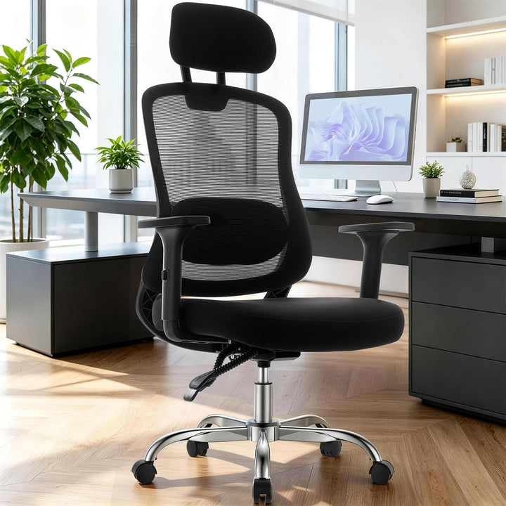 naspaluro Ergonomischer Bürostuhl mit Netzrücken, höhenverstellbar, feststellbare Rückenlehne, Schre