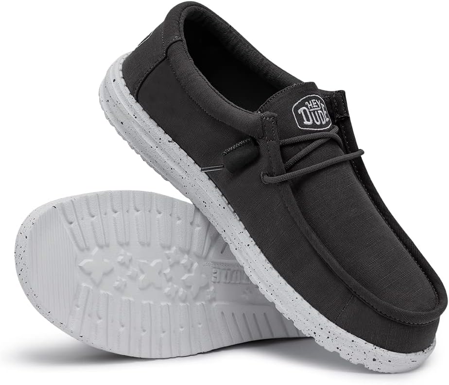 Hey Dude Herren Wally Slub Canvas Moc Toe Shoes, Dunkelgrau