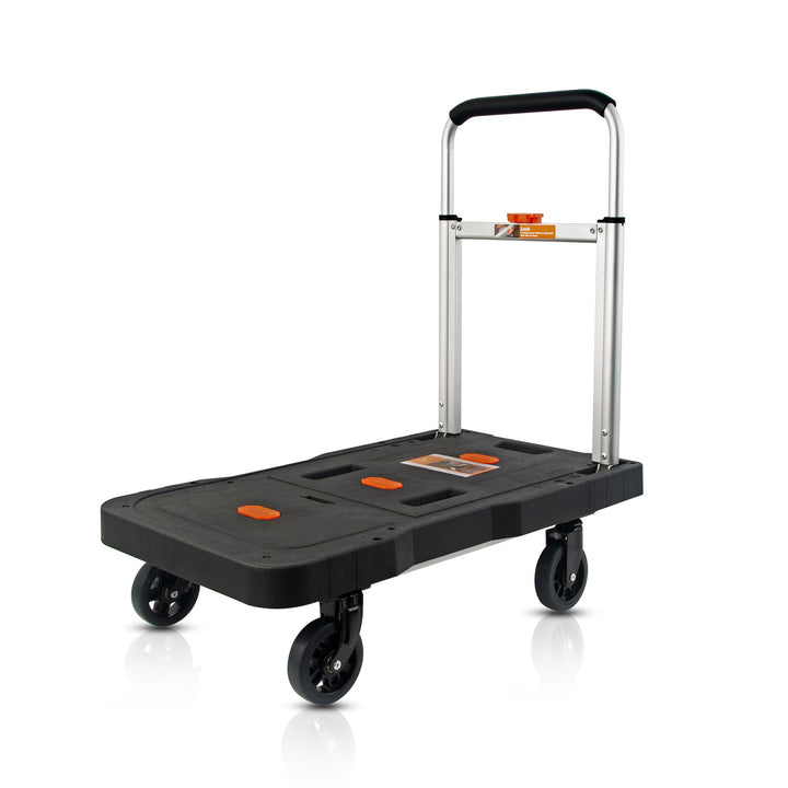 KENDO Plattformwagen klappbar 150 kg Tragkraft - Transportwagen klappbar mit Teleskop Handgriffen -