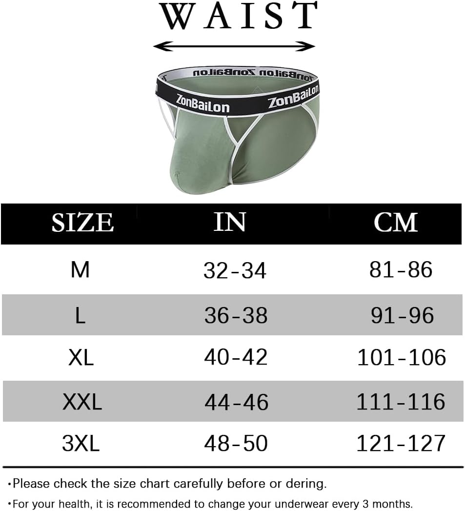 BIATWOWR Herren Dreiecks-Slips mit Extra Bequeme Beutel ohne Etikett und Breitem Bund M Grünbraun, M