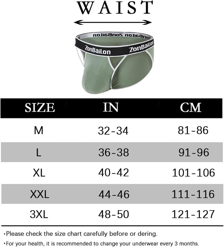 BIATWOWR Herren Dreiecks-Slips mit Extra Bequeme Beutel ohne Etikett und Breitem Bund M Grünbraun, M