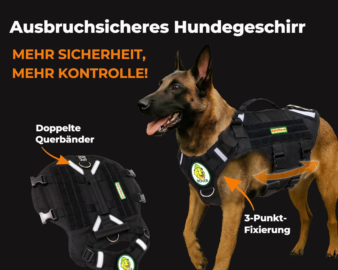 Hundegeschirr für mittelgrosse &amp; grosse Hunde – Modell RoveVest Air, leicht &amp; atmungsaktiv, verstell