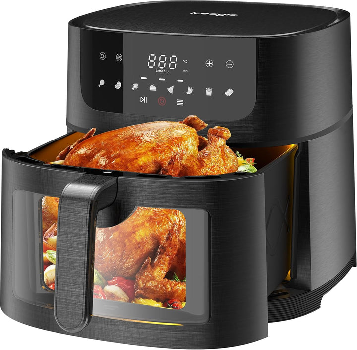 Iceagle Heissluftfritteuse XXL Air Fryer 9L - Heissluftfriteuse mit Grosses Sichtfenster | Friteuse