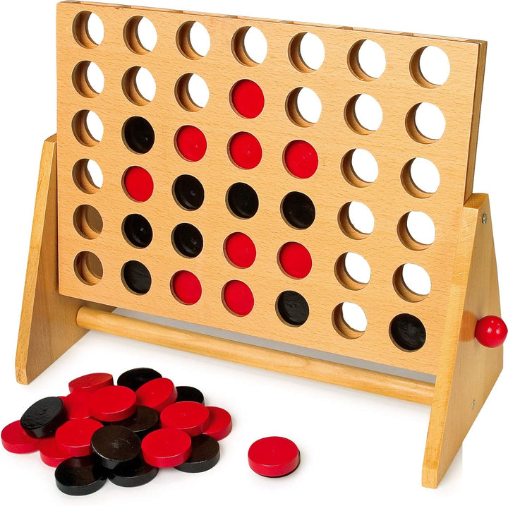 Small Foot Gesellschaftsspiel Vier in Einer Reihe aus Holz, Klassiker in grosser Ausführung, ab 5 Ja