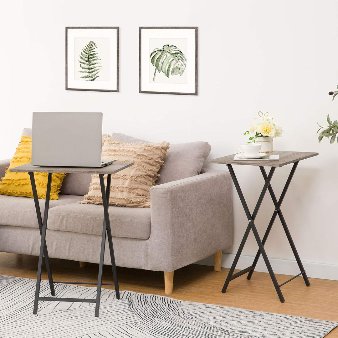 HOOBRO Beistelltisch, Klappbar Tablett Tisch, Sofatisch, TV Tray im Industriestil, Einfach Montierba