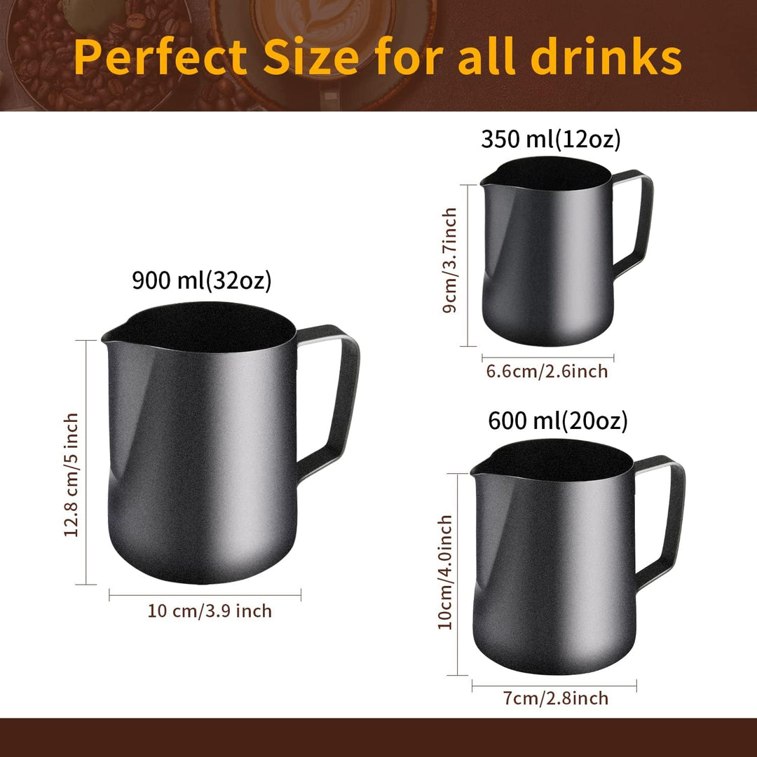 TechKen Milchkännchen,Milchkanne Edelstahl 900ml(32oz), Barista Zubehör Kaffee Milch Kännchen für Es