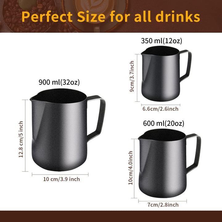TechKen Milchkännchen,Milchkanne Edelstahl 900ml(32oz), Barista Zubehör Kaffee Milch Kännchen für Es