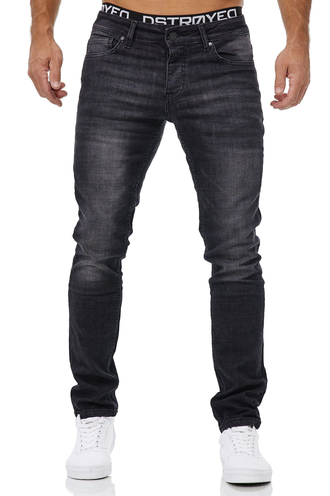 MERISH Jeans Herren Slim Fit Stretch Jeanshose Designer Hose Denim 9148-2100 33W / 32L 1509-4 Schwar