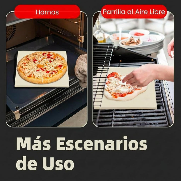 Pizzastein 32 cm quadratisch, Cordierit | Zum Grillen &amp; Pizzaofen, Hochtemperaturbeständig, Für Pizz